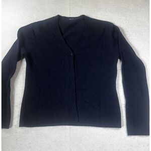 Vintage Valerie Stevens Navy V Neck Cashmere Button Up Cardigan Size M